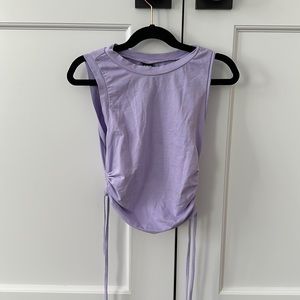 Purple Drawstring Ruched Side Tank Top